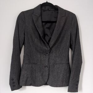 Theory Gray Blazer Button Sleeve Size 2